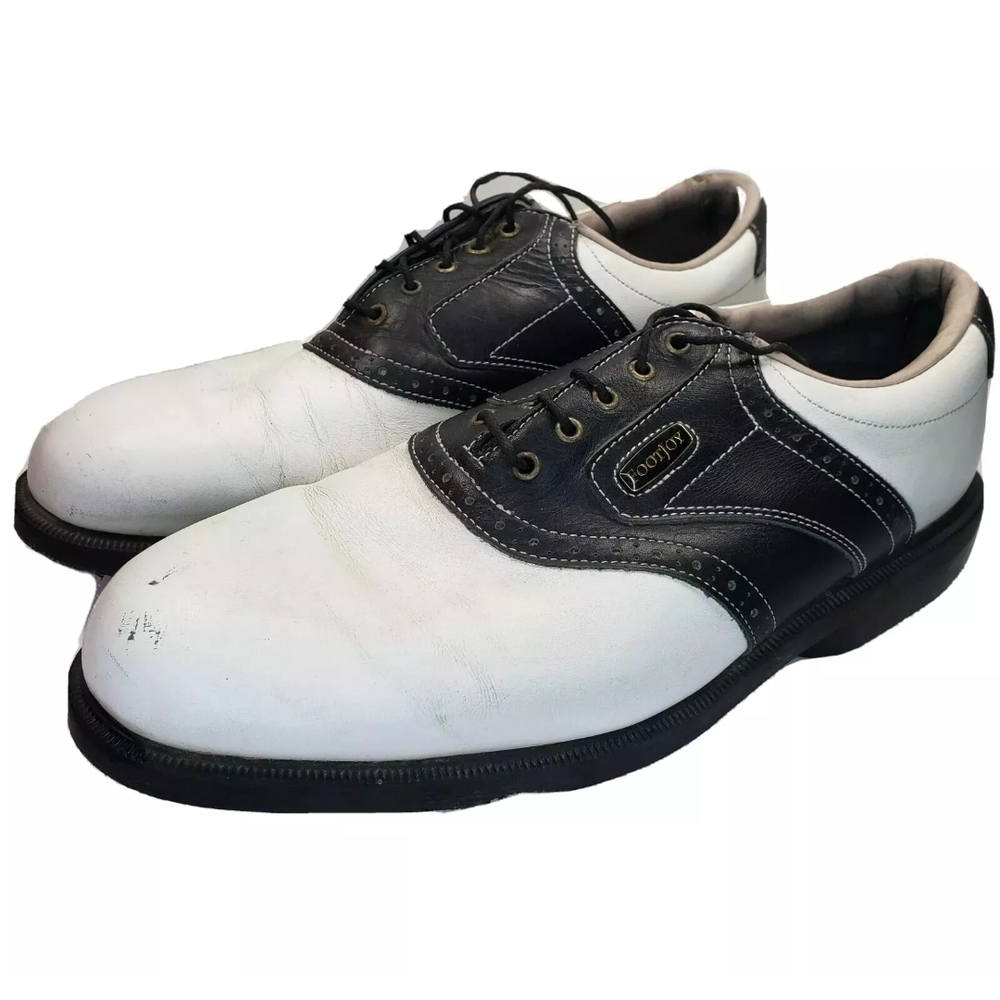 Footjoy 53427 Dryjoys ECL White Black Leather Saddle Size 10.5 W Mens Golf Shoes